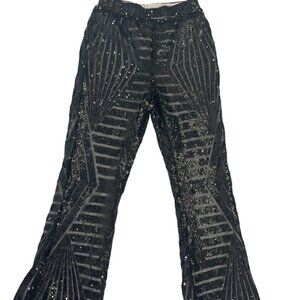 NWT Crystal Sky. Women's casual pants in black sequins, size S. Made in China.